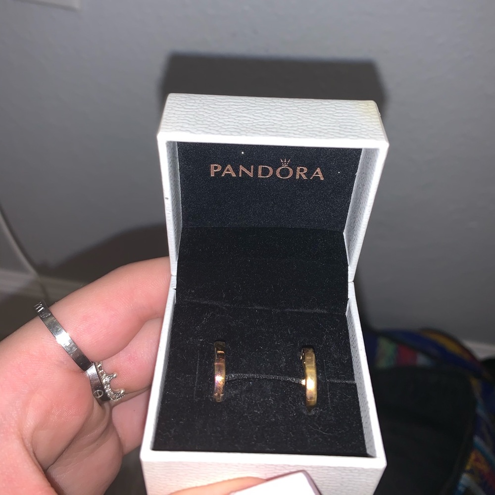 PANDORA gold mini hoop earrings with box